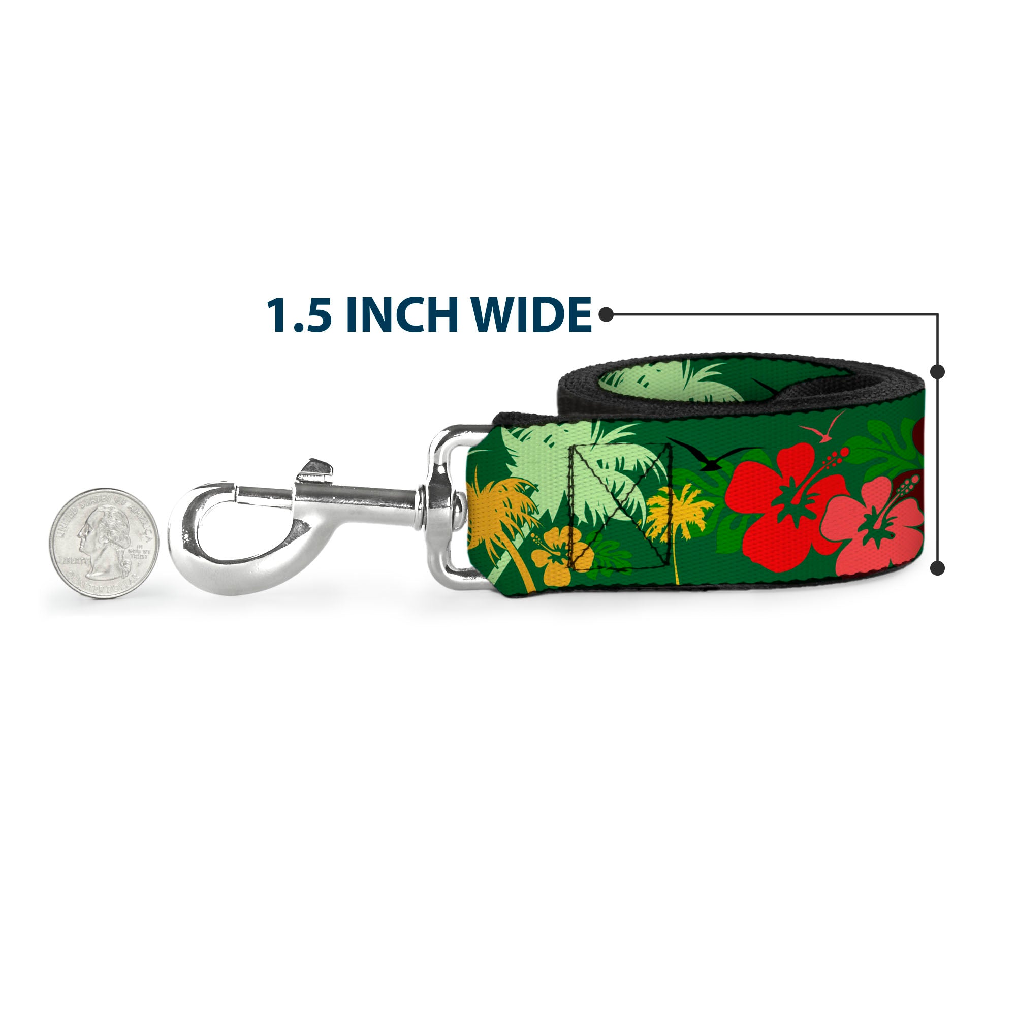Dog Leash - Tropical Flora Greens/Reds/Gold Dog Leashes Buckle-Down