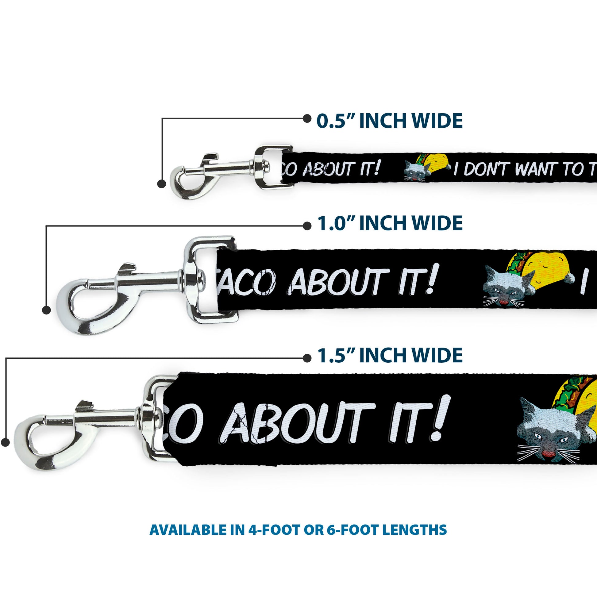 Dog Leash - Taco Cat I DON'T WANT TO TACO 'BOUT IT Dog Leashes Buckle-Down