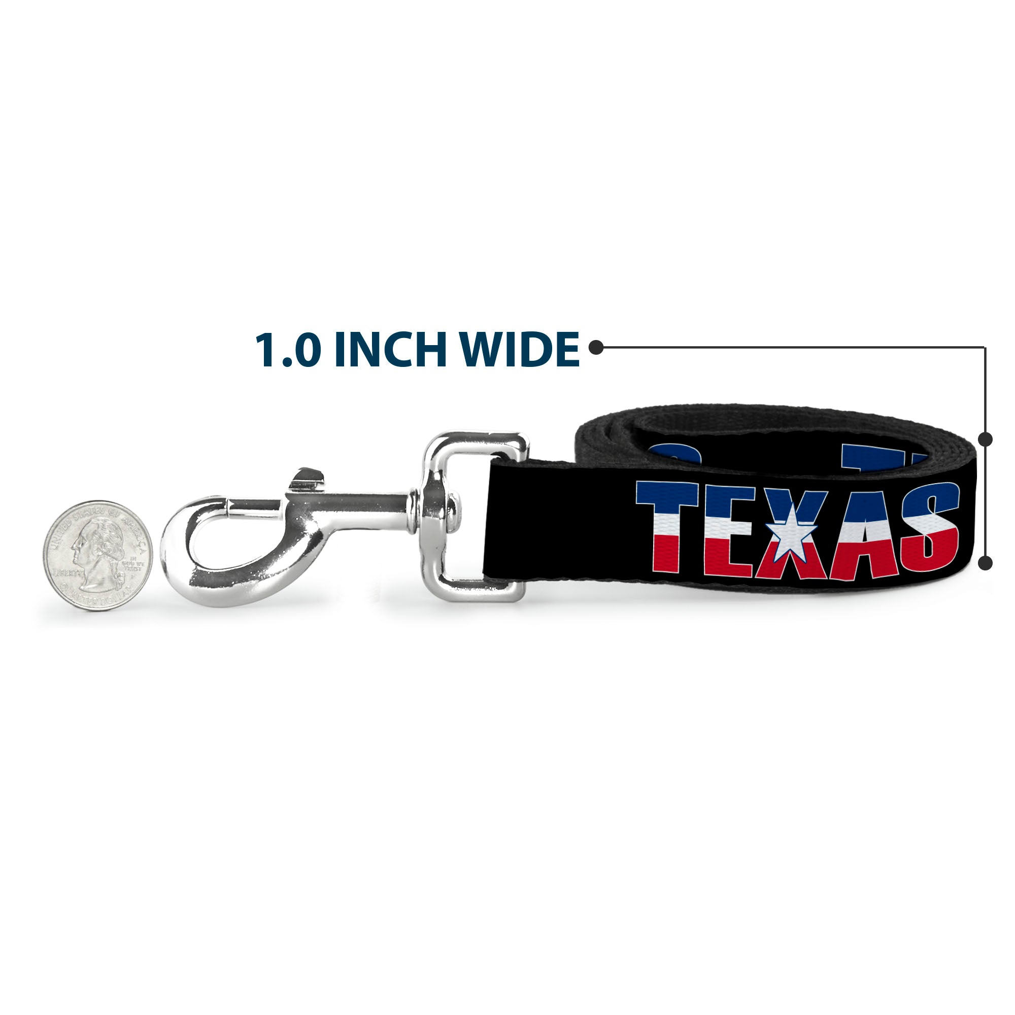 Dog Leash - TEXAS w/Star Black/White/Blue/Red Dog Leashes Buckle-Down