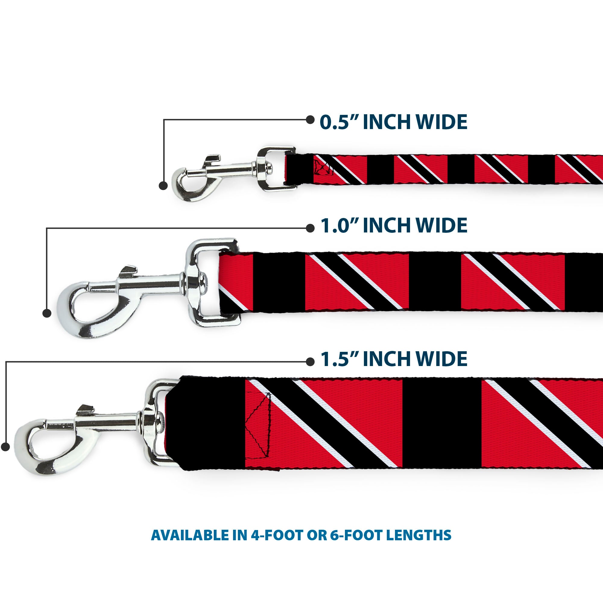 Dog Leash - Trinidad & Tobago Flags/Black Block Dog Leashes Buckle-Down