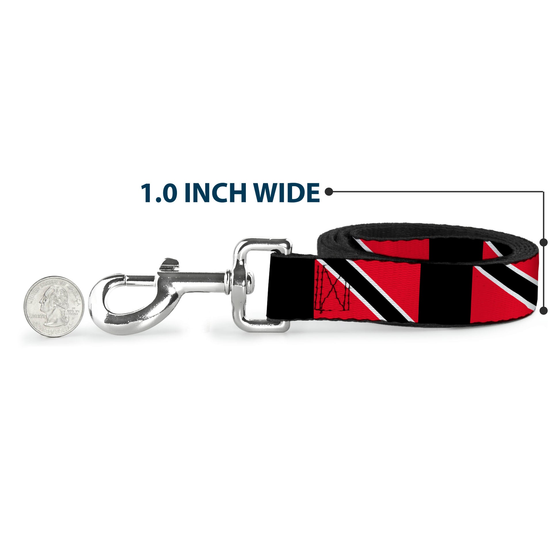 Dog Leash - Trinidad & Tobago Flags/Black Block Dog Leashes Buckle-Down