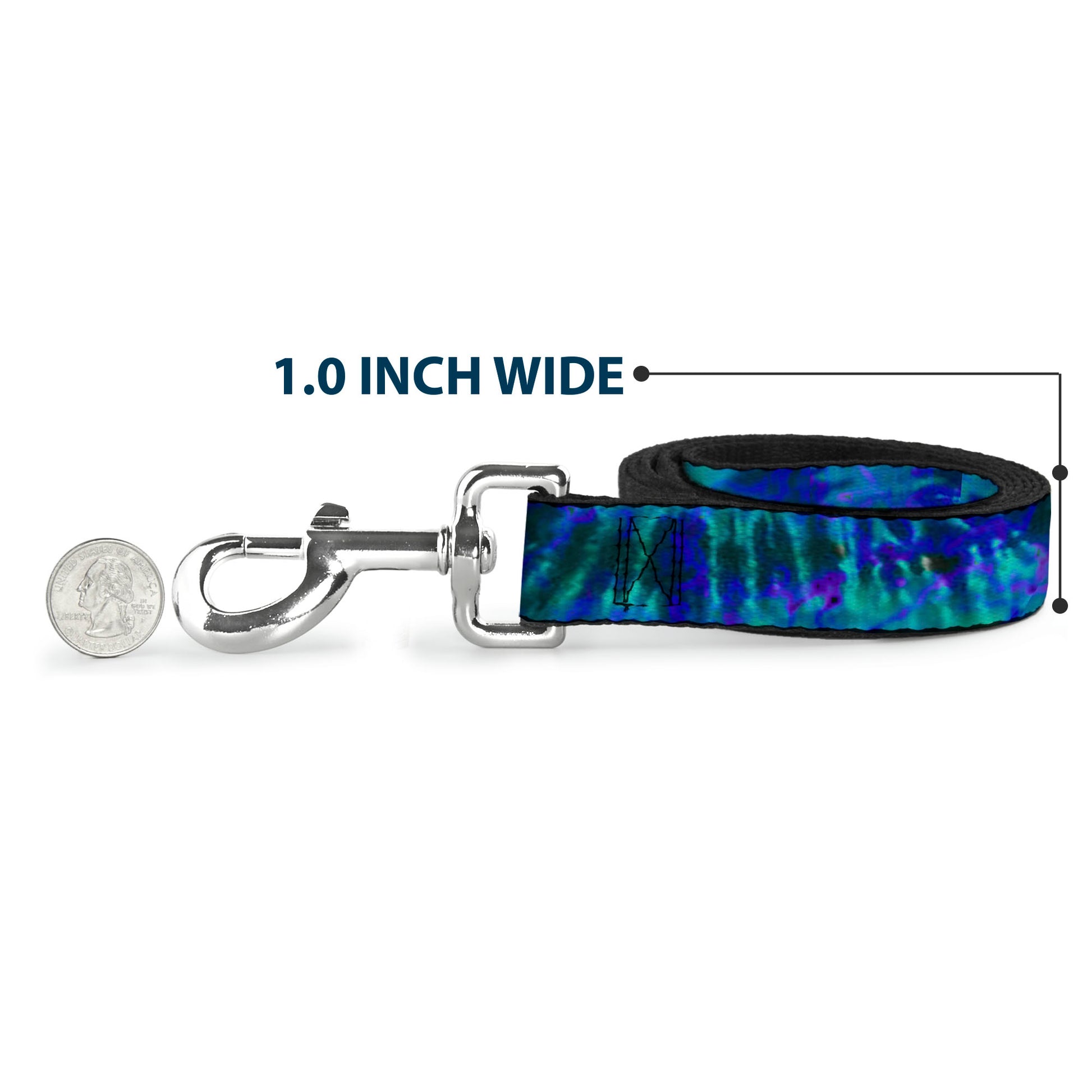 Dog Leash - Tie Dye Green/Blue/Purple Dog Leashes Buckle-Down