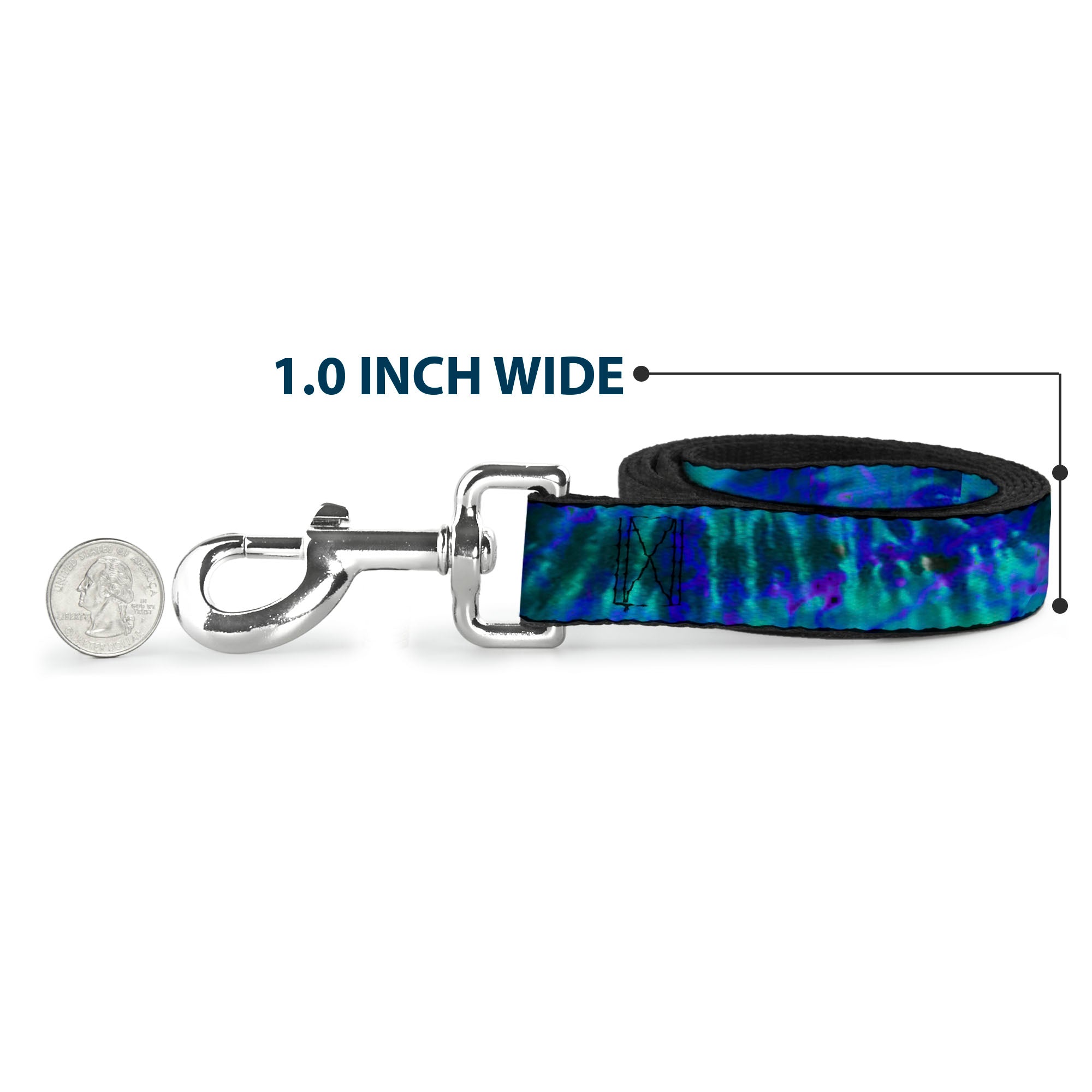 Dog Leash - Tie Dye Green/Blue/Purple Dog Leashes Buckle-Down