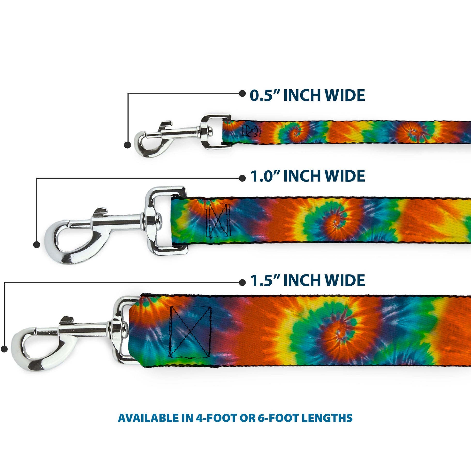 Dog Leash - Tie Dye Swirl Multi Color Dog Leashes Buckle-Down