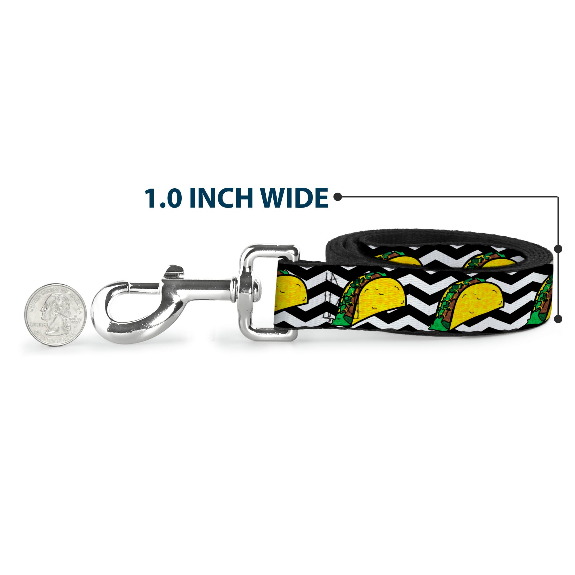 Dog Leash - Taco/Chevron Black/White Dog Leashes Buckle-Down