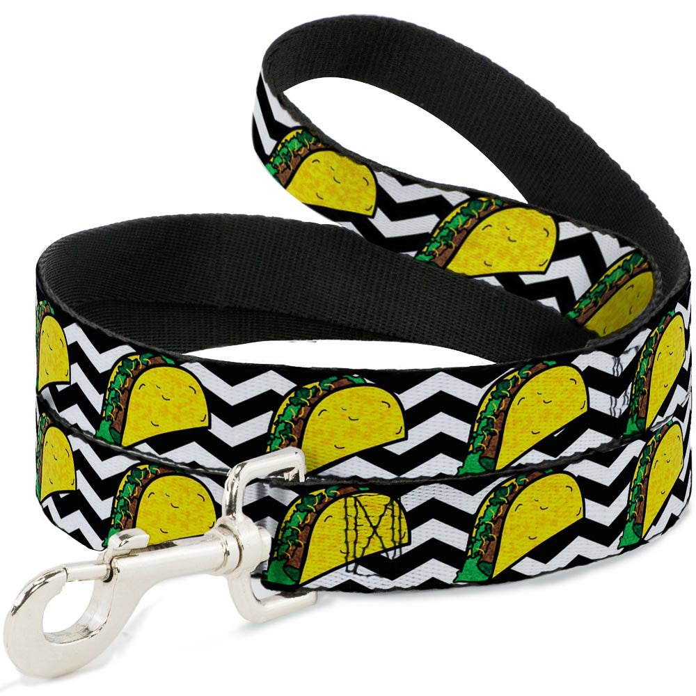 Dog Leash - Taco/Chevron Black/White Dog Leashes Buckle-Down