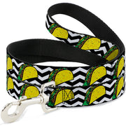 Dog Leash - Taco/Chevron Black/White Dog Leashes Buckle-Down