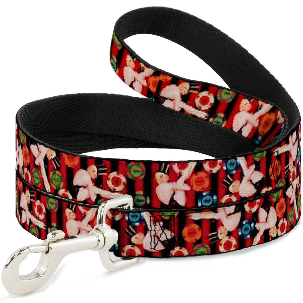 Dog Leash - Top Hat Pin Up Girl/Poker Chips Vertical Stripes Red/Black Dog Leashes Buckle-Down