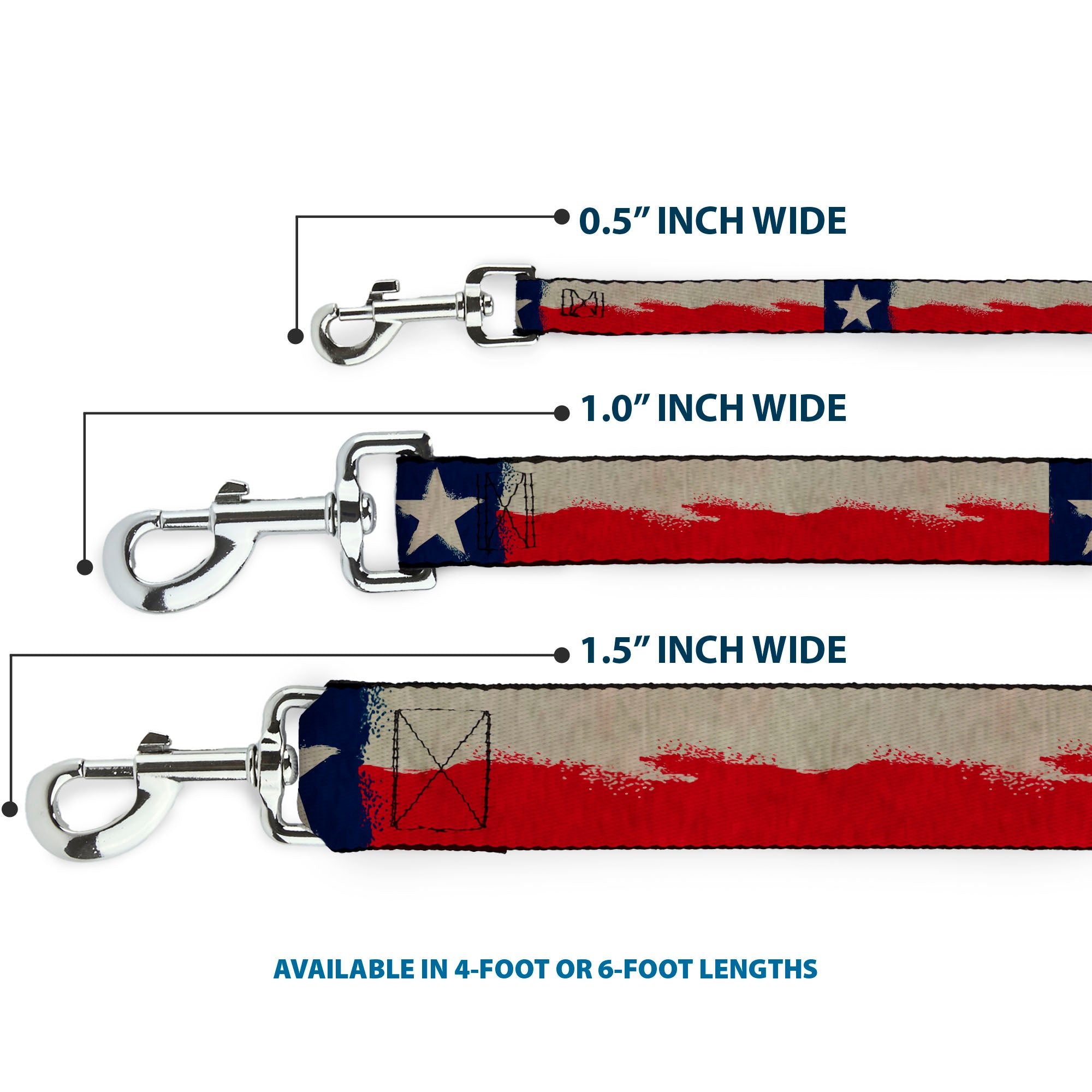 Dog Leash - Texas Flag CLOSE-UP Distressed Painting Dog Leashes Buckle-Down