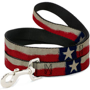 Dog Leash - Texas Flag CLOSE-UP Distressed Painting Dog Leashes Buckle-Down