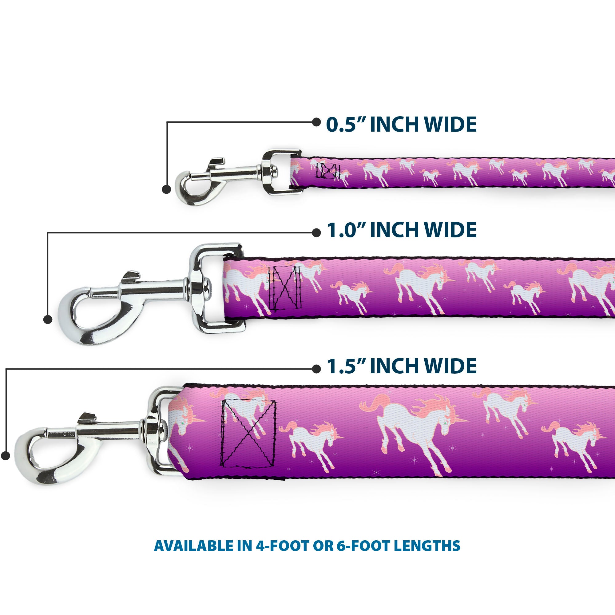 Dog Leash - Unicorn Sparkles Purple/Pink Dog Leashes Buckle-Down