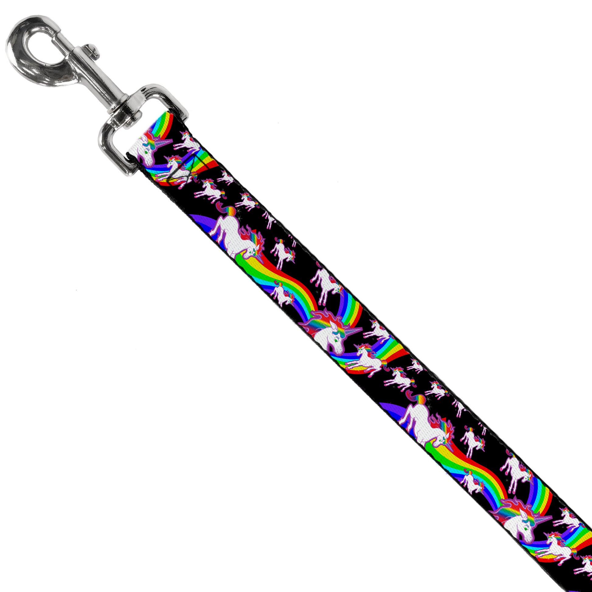 Dog Leash - Unicorns/Rainbow Swirl Black Dog Leashes Buckle-Down
