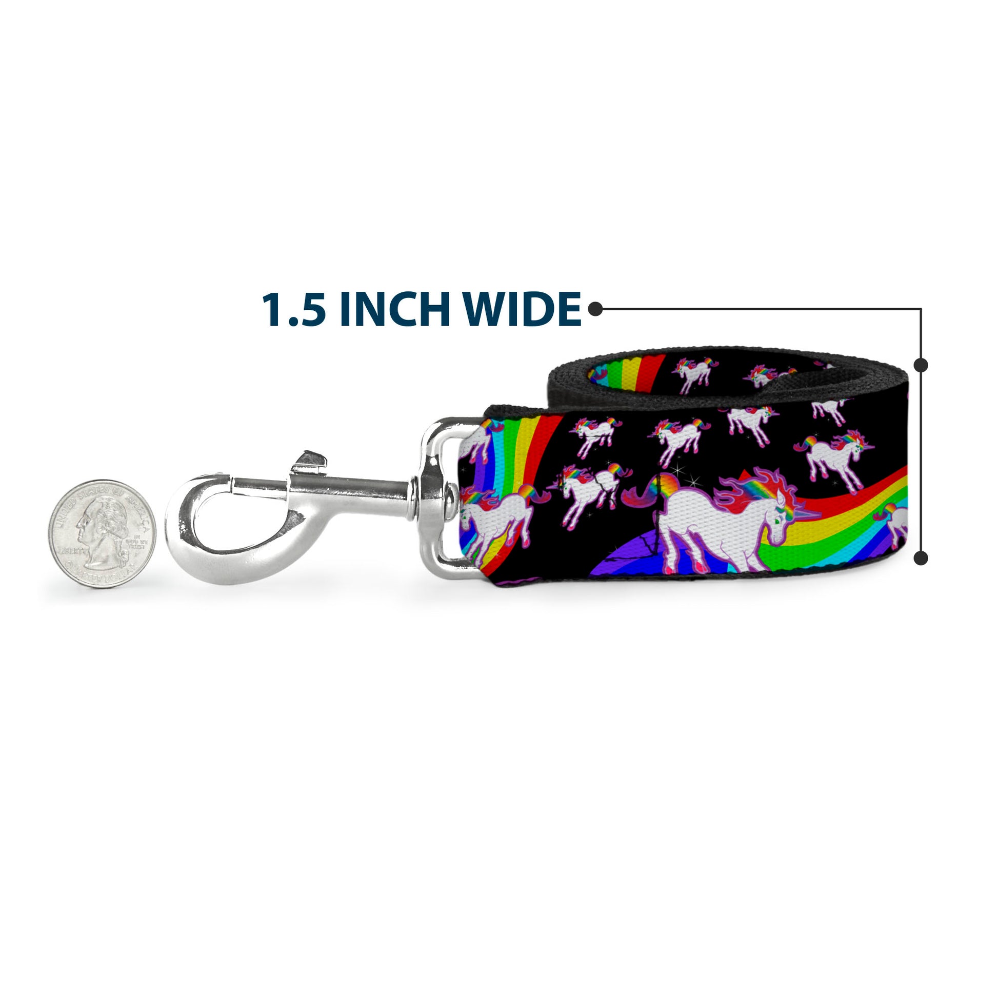 Dog Leash - Unicorns/Rainbow Swirl Black Dog Leashes Buckle-Down