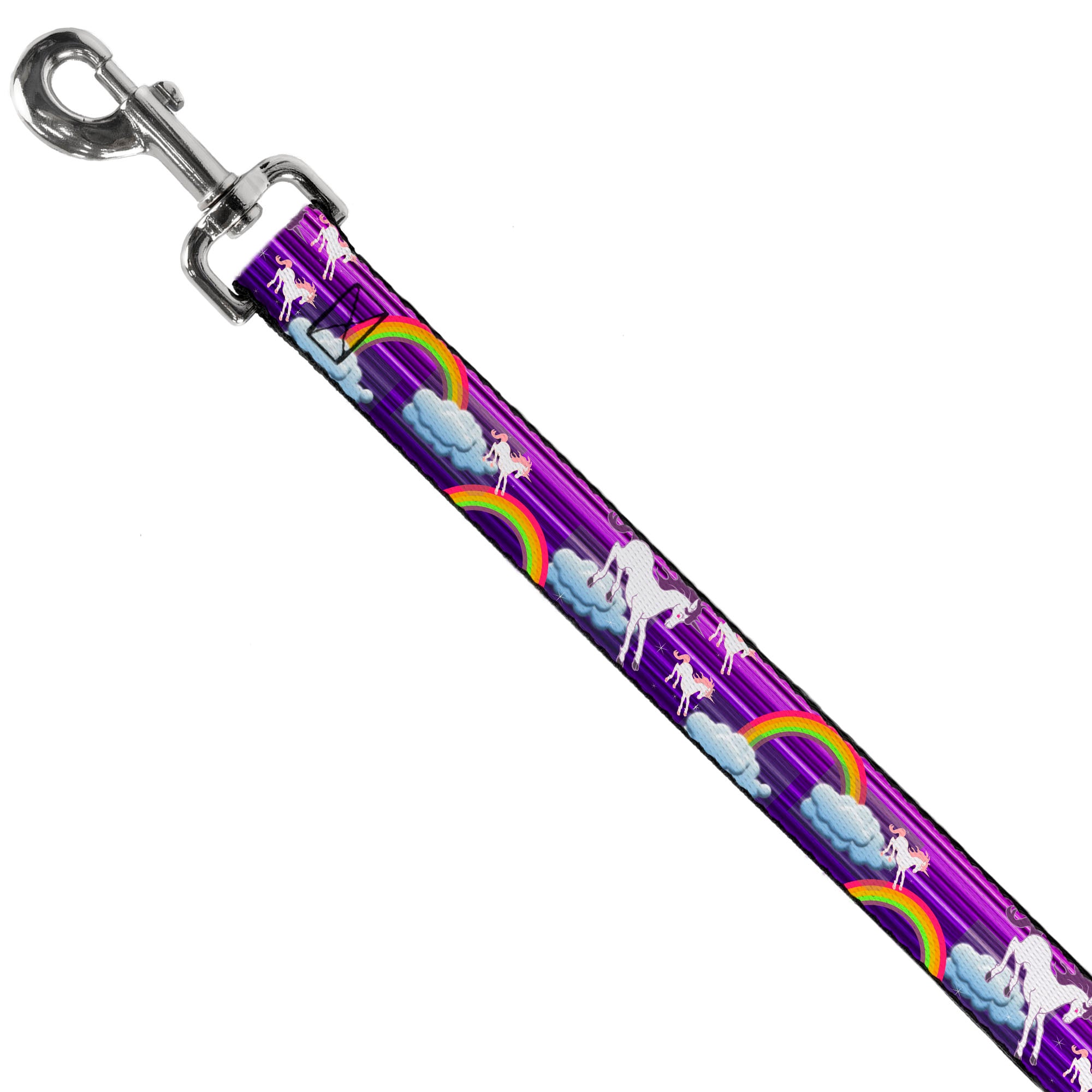 Dog Leash - Unicorns/Rainbows w/Stripes Purple Dog Leashes Buckle-Down
