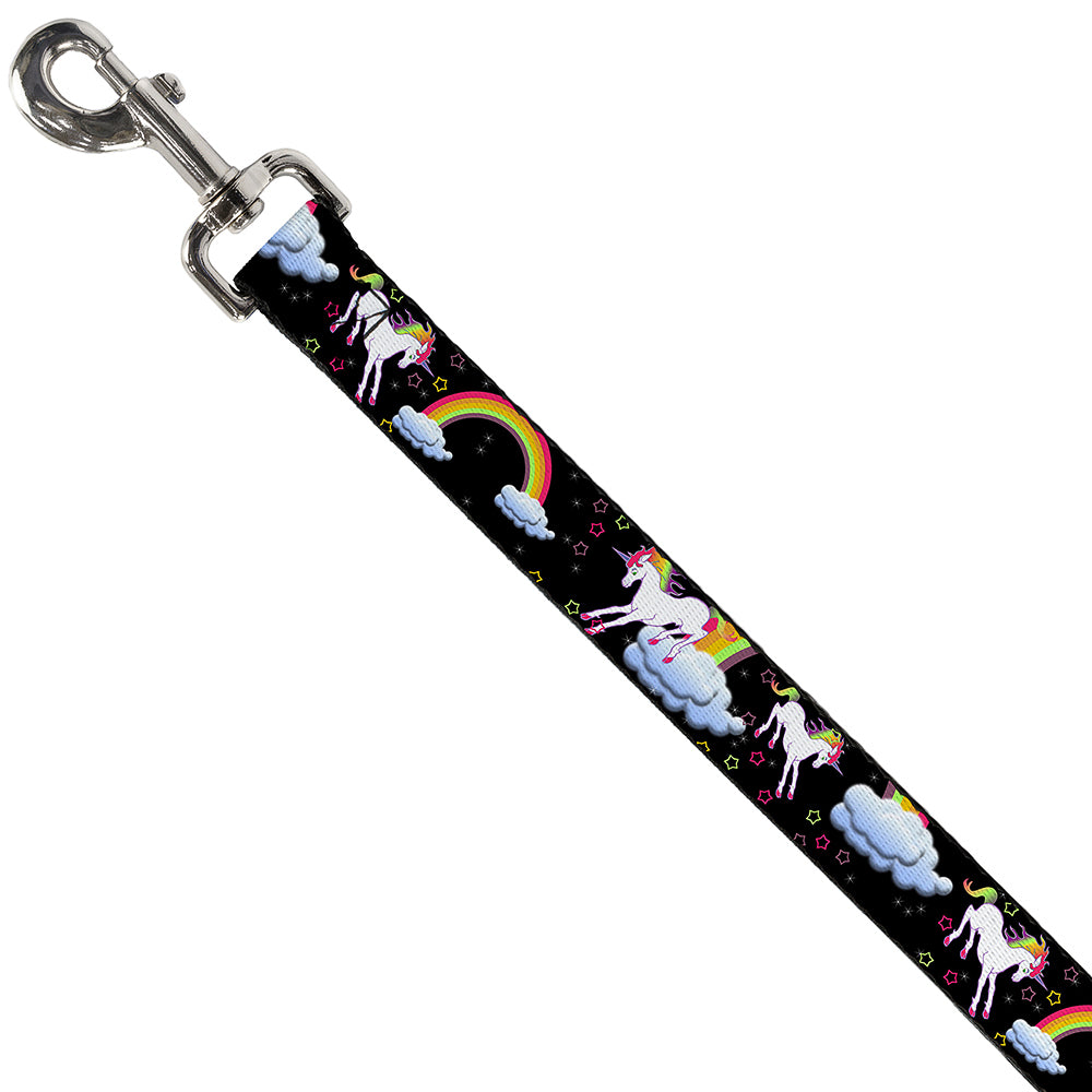 Dog Leash - Unicorns/Rainbows/Stars Black Dog Leashes Buckle-Down