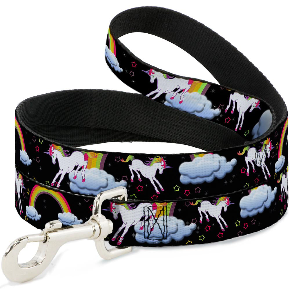 Dog Leash - Unicorns/Rainbows/Stars Black Dog Leashes Buckle-Down