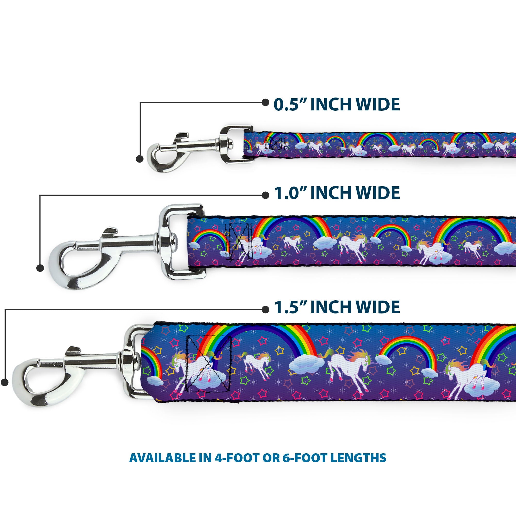 Dog Leash - Unicorns/Rainbows/Stars Blue/Purple Dog Leashes Buckle-Down