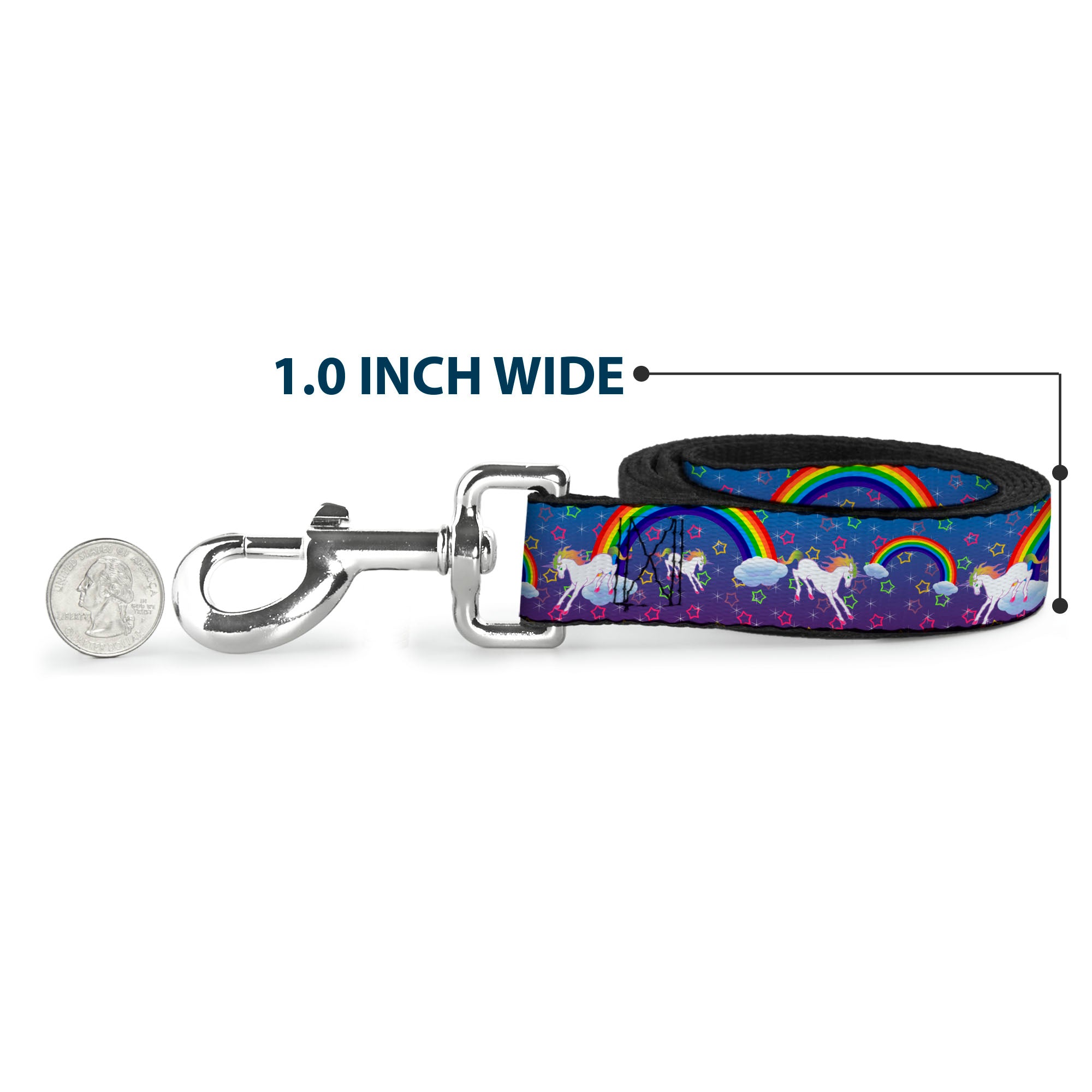 Dog Leash - Unicorns/Rainbows/Stars Blue/Purple Dog Leashes Buckle-Down