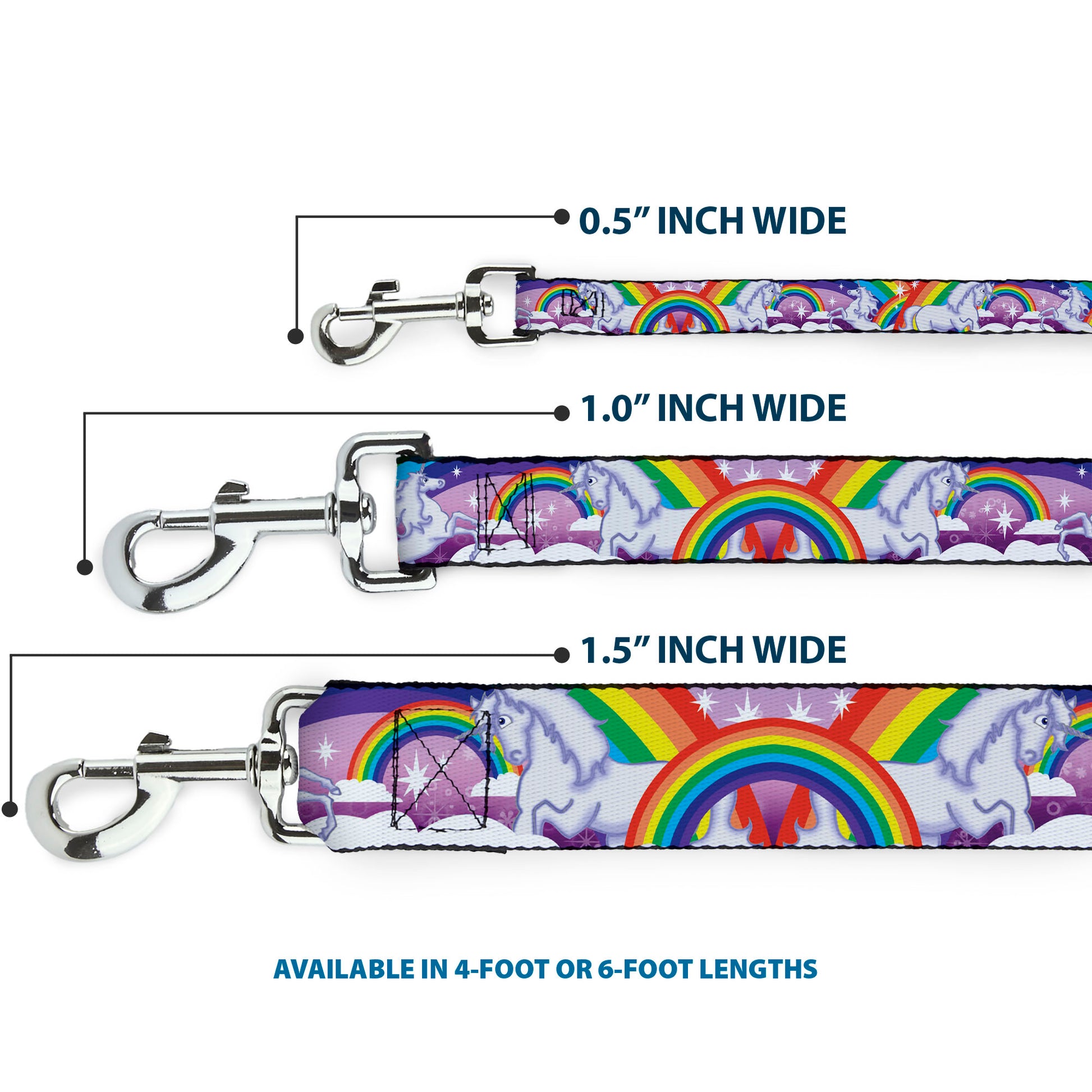Dog Leash - Unicorns in Rainbows w/Sparkles/Purple Dog Leashes Buckle-Down