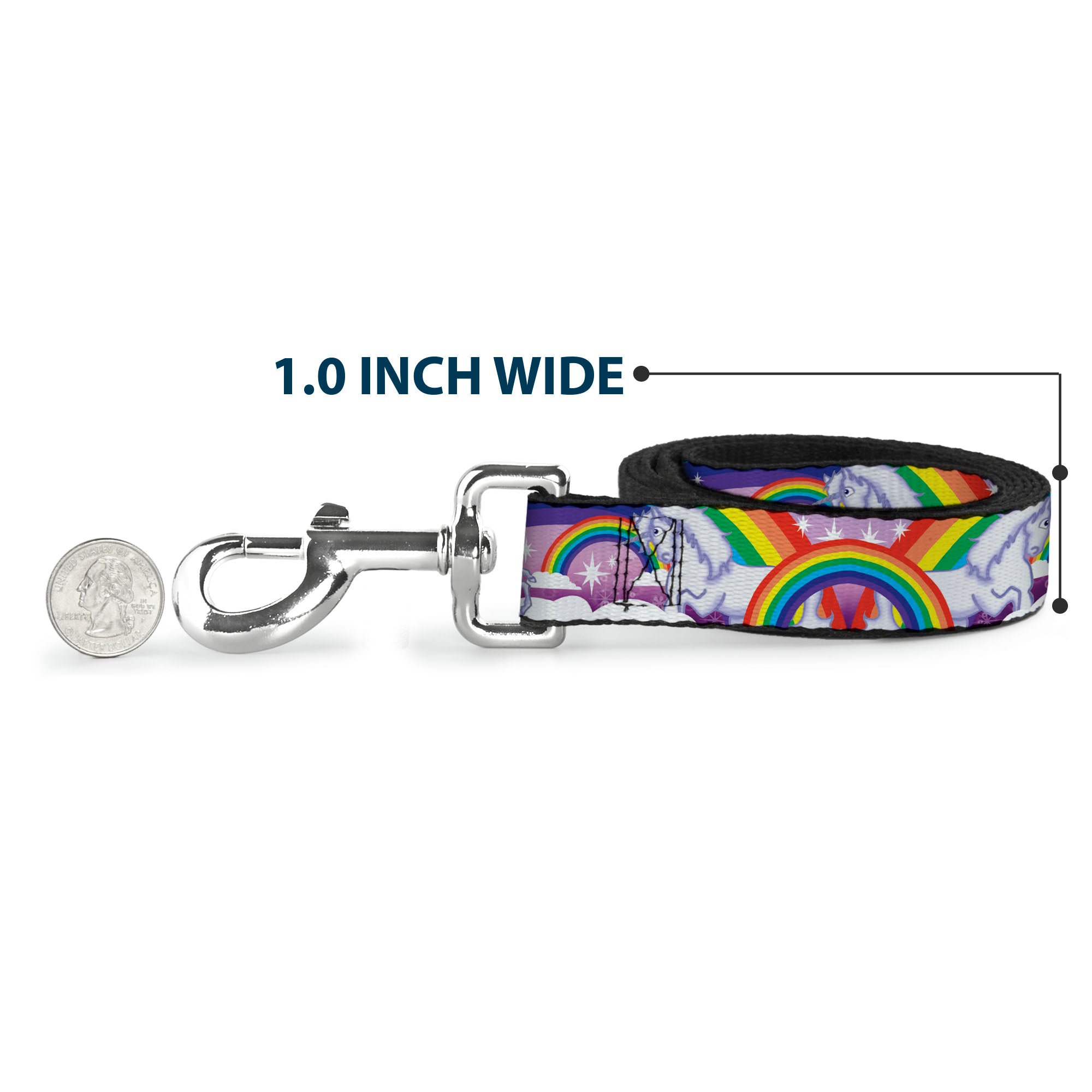 Dog Leash - Unicorns in Rainbows w/Sparkles/Purple Dog Leashes Buckle-Down
