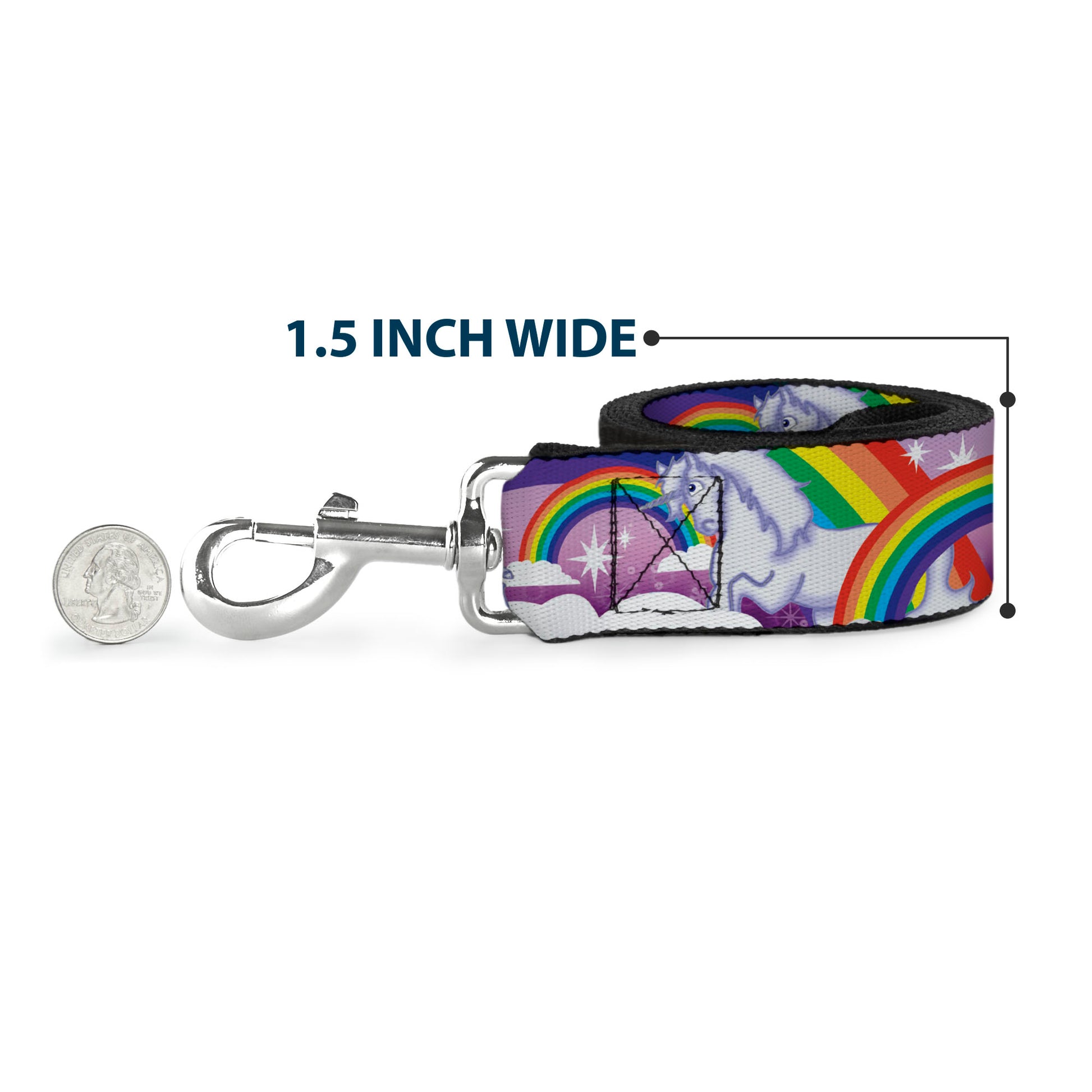 Dog Leash - Unicorns in Rainbows w/Sparkles/Purple Dog Leashes Buckle-Down