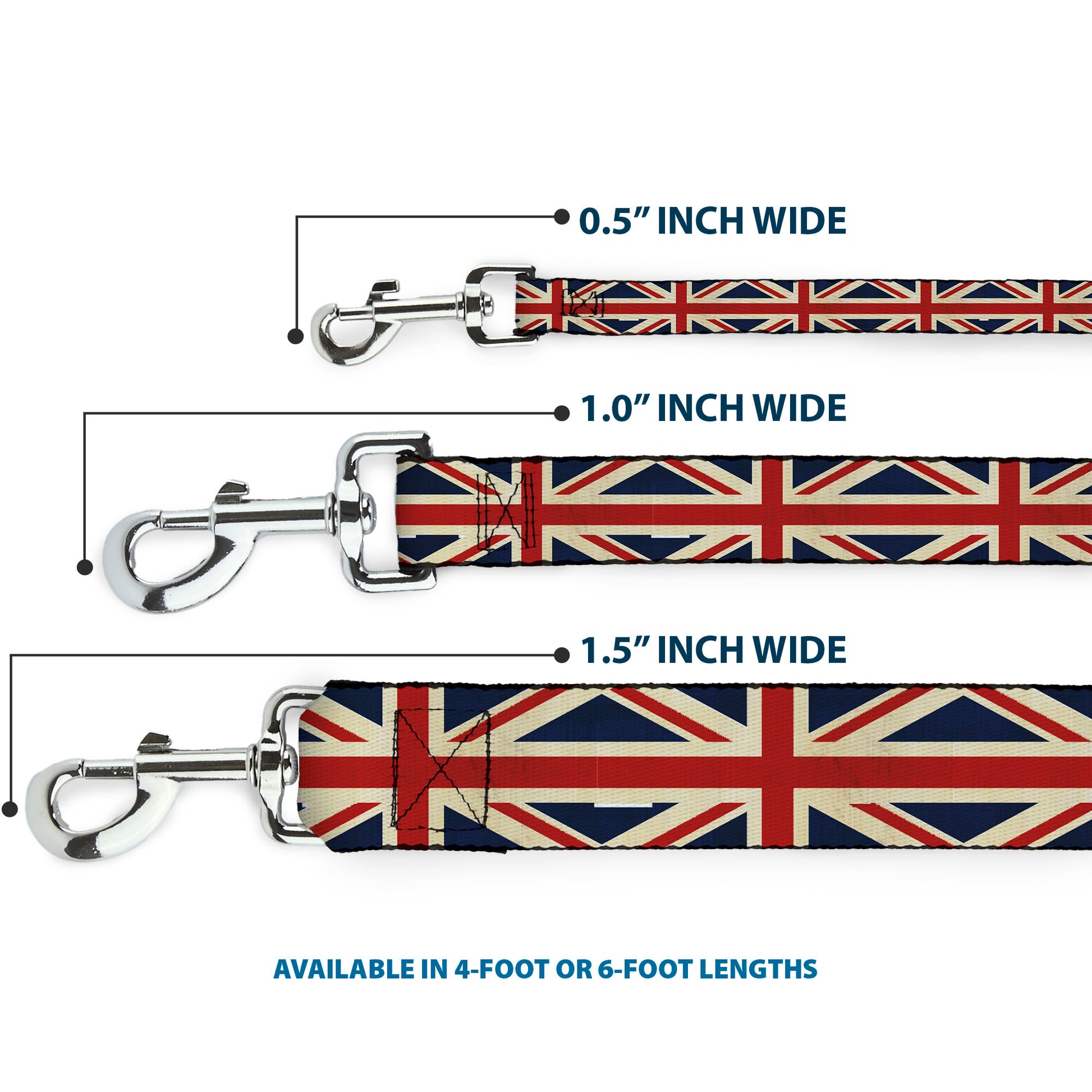 Dog Leash - Vintage United Kingdom Flags Dog Leashes Buckle-Down