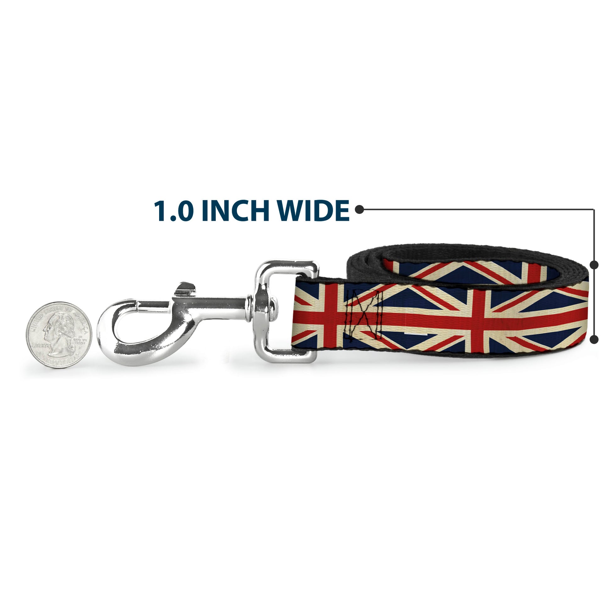 Dog Leash - Vintage United Kingdom Flags Dog Leashes Buckle-Down