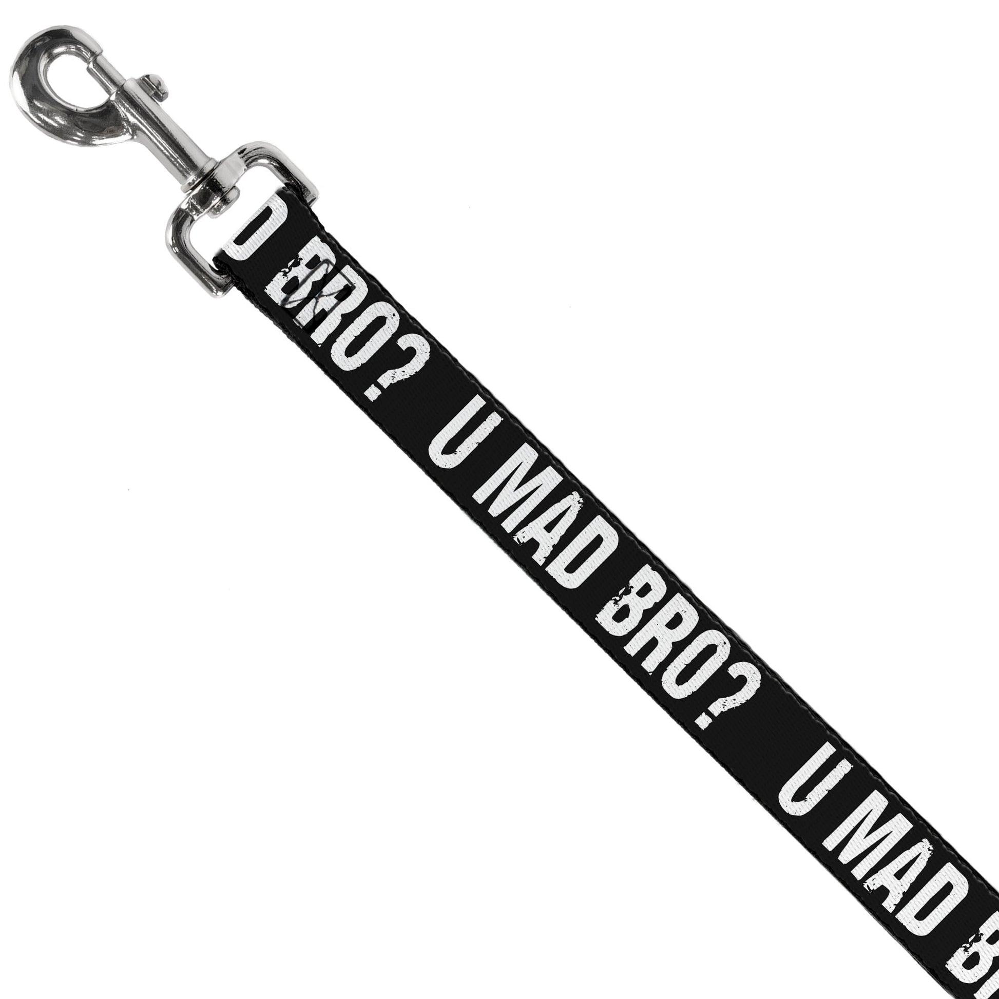 Dog Leash - U MAD BRO? Weathered Black/White Dog Leashes Buckle-Down
