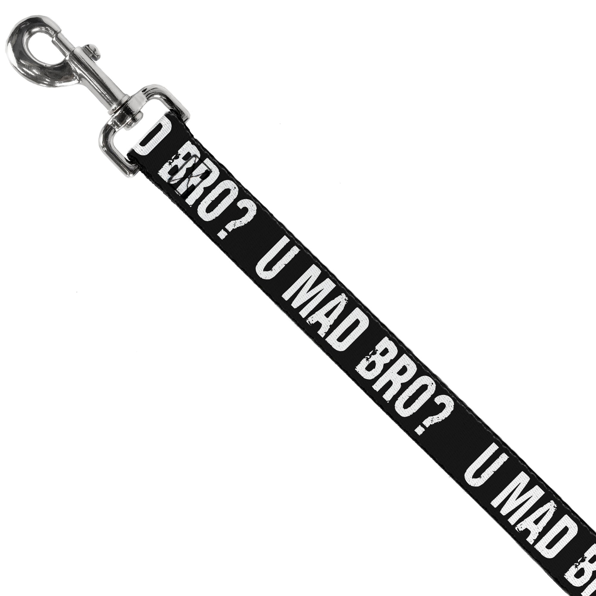 Dog Leash - U MAD BRO? Weathered Black/White Dog Leashes Buckle-Down