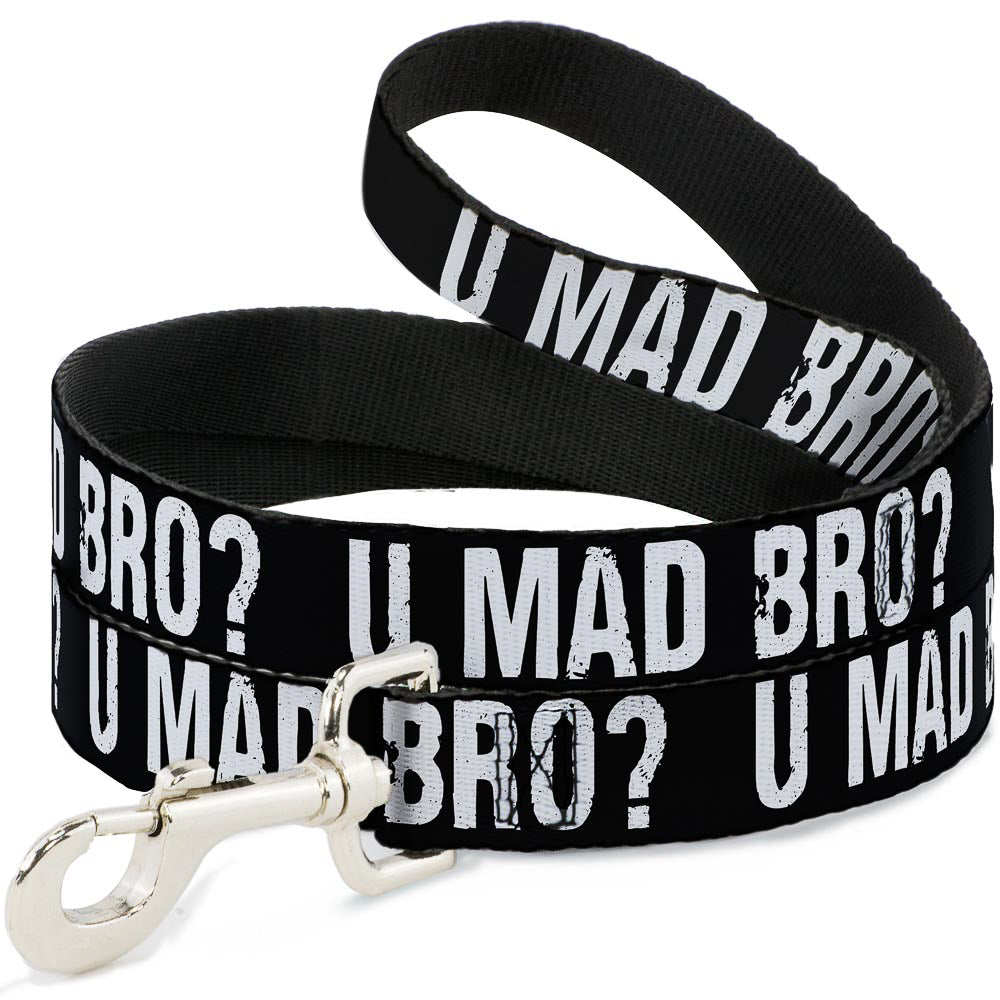 Dog Leash - U MAD BRO? Weathered Black/White Dog Leashes Buckle-Down