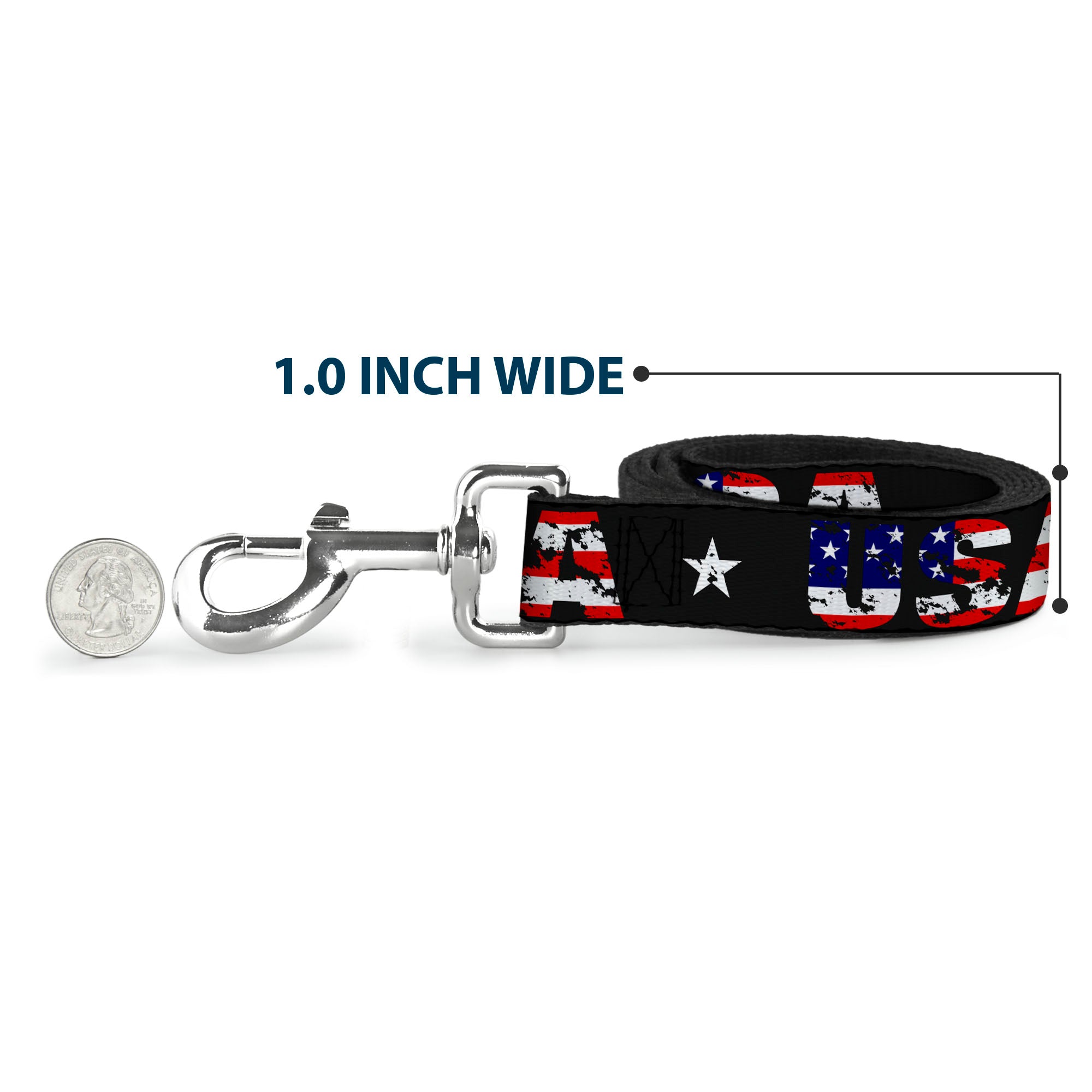 Dog Leash - USA w/Star Black/US Flags Dog Leashes Buckle-Down