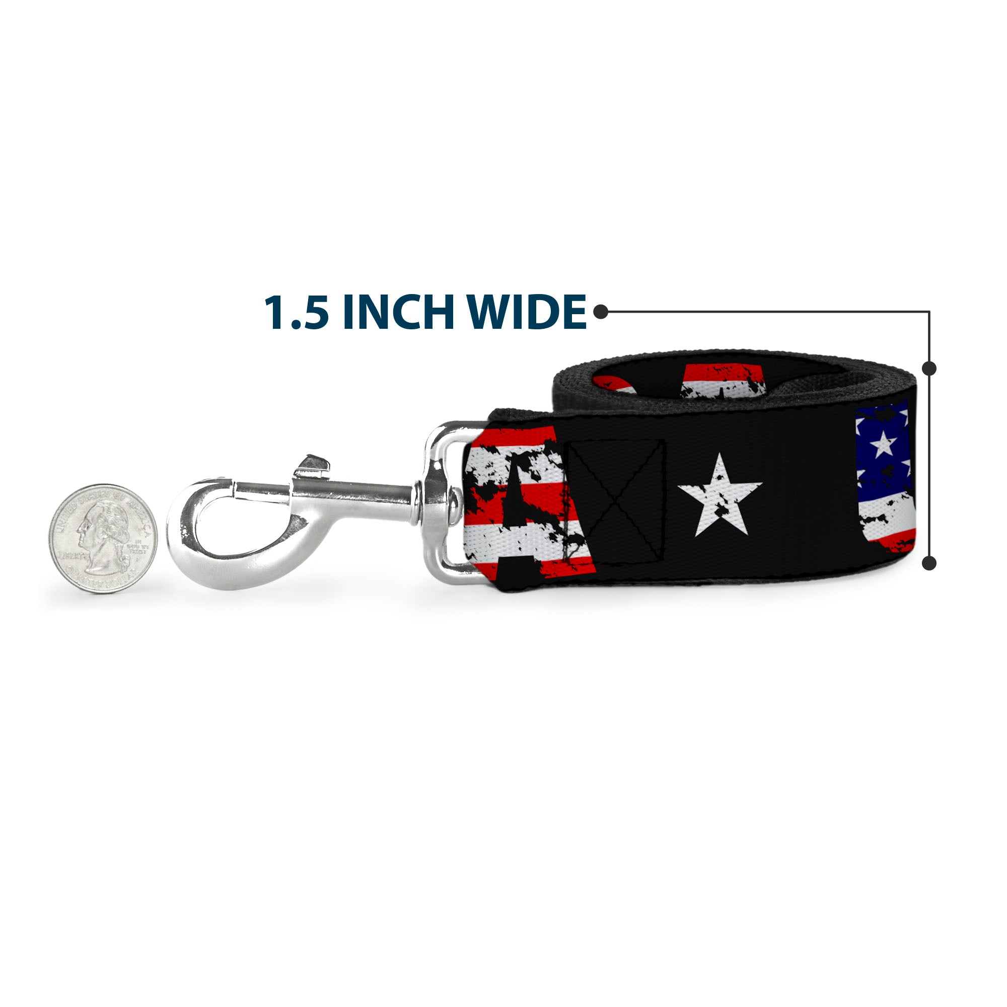 Dog Leash - USA w/Star Black/US Flags Dog Leashes Buckle-Down