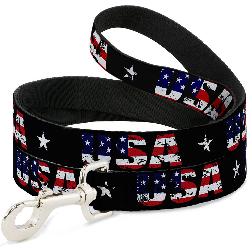 Dog Leash - USA w/Star Black/US Flags Dog Leashes Buckle-Down