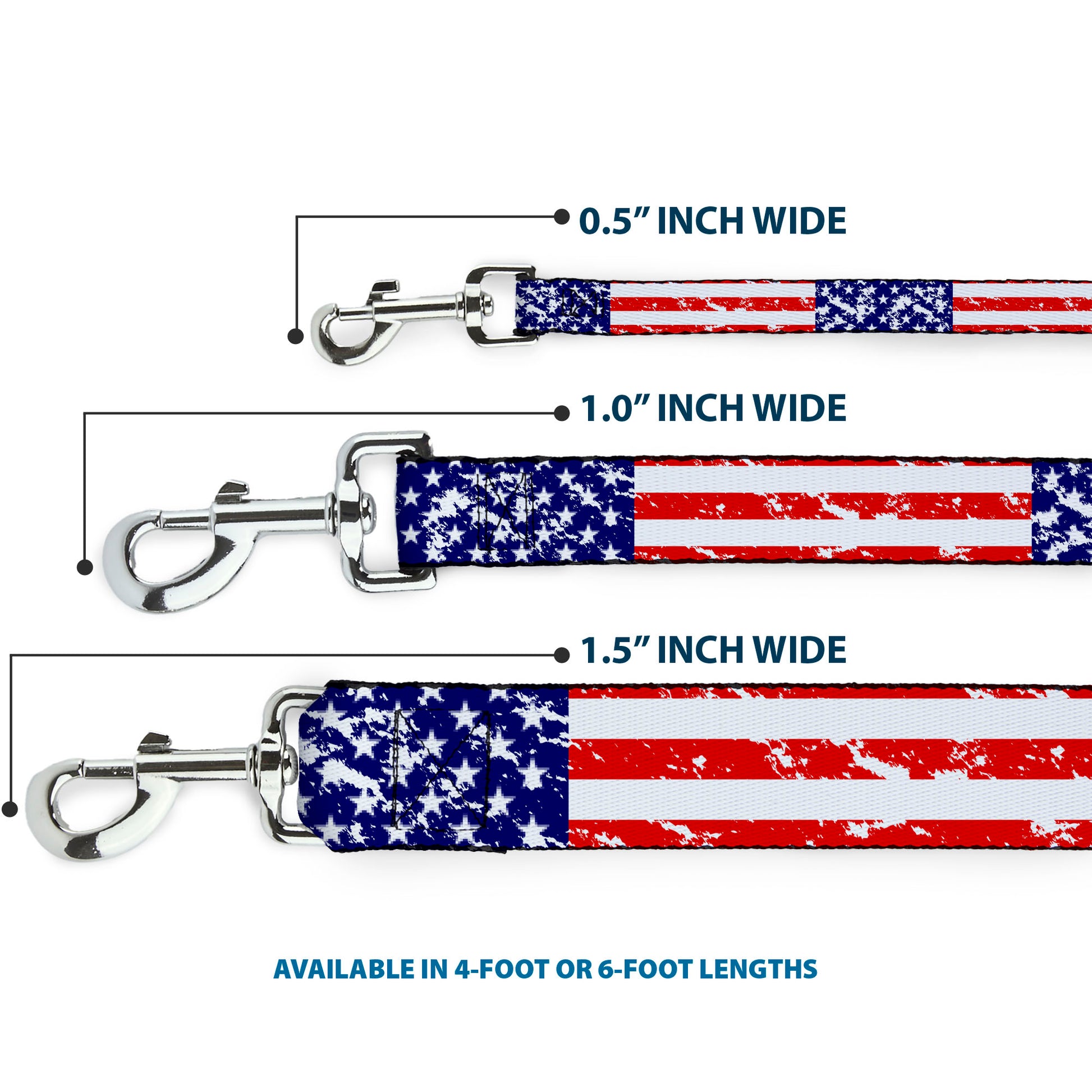 Dog Leash - United States Flags CLOSE-UP Weathered Dog Leashes Buckle-Down