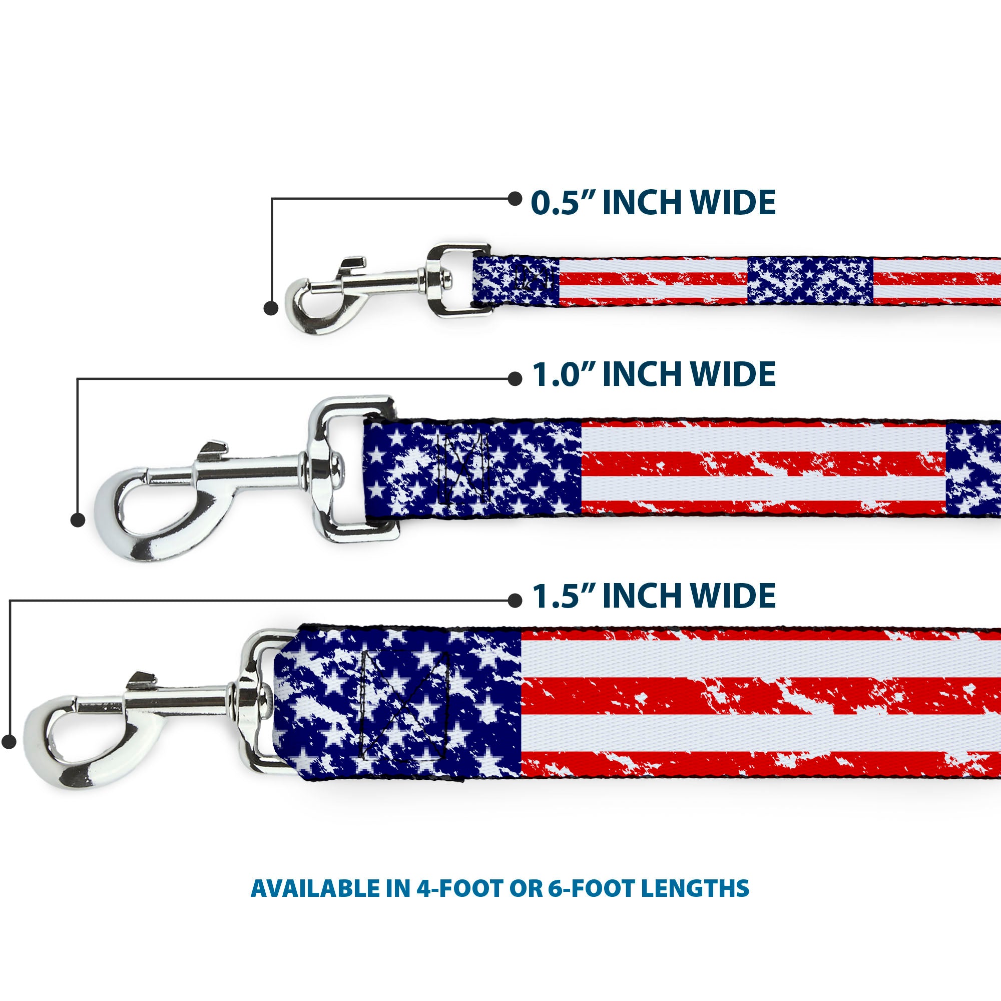 Dog Leash - United States Flags CLOSE-UP Weathered Dog Leashes Buckle-Down