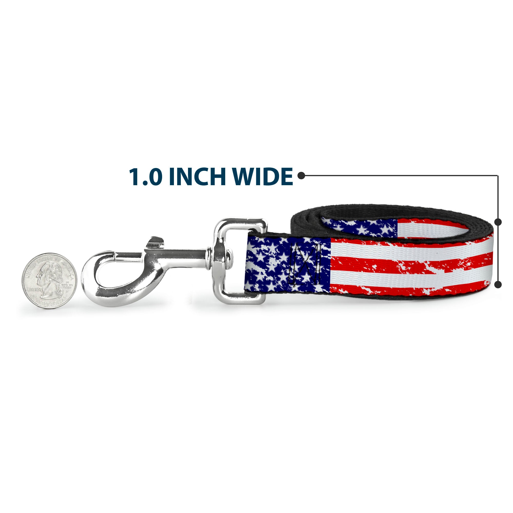 Dog Leash - United States Flags CLOSE-UP Weathered Dog Leashes Buckle-Down