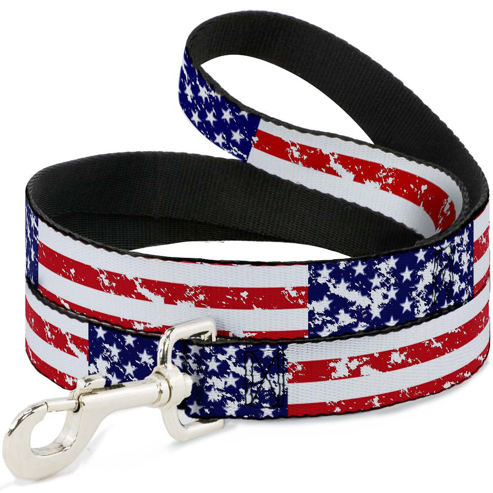 Dog Leash - United States Flags CLOSE-UP Weathered Dog Leashes Buckle-Down