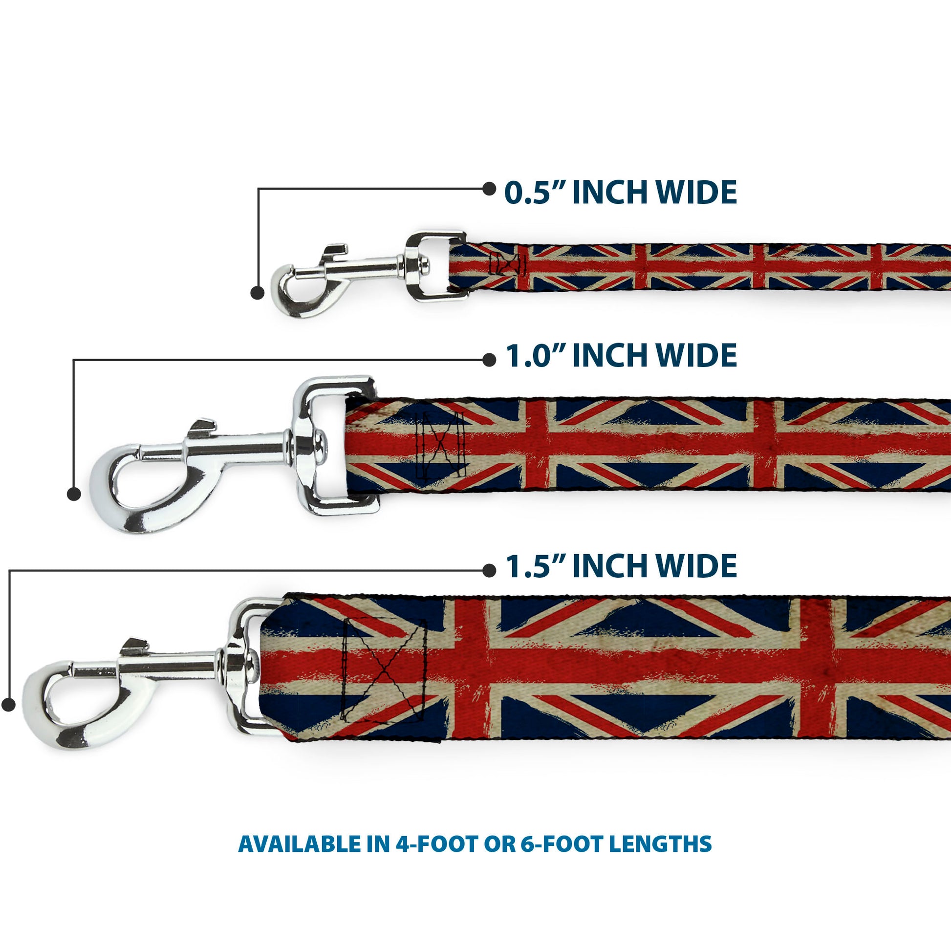 Dog Leash - United Kingdom Flags Distressed Painting Dog Leashes Buckle-Down