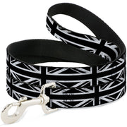 Dog Leash - Union Jack Distressed Black/White Dog Leashes Buckle-Down