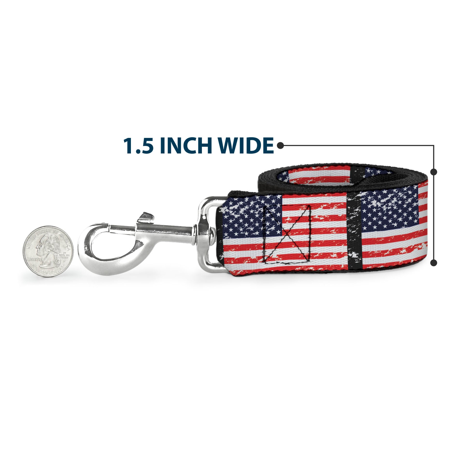 Dog Leash - United States Flags Weathered/Black Dog Leashes Buckle-Down
