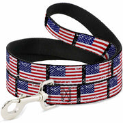 Dog Leash - United States Flags Weathered/Black Dog Leashes Buckle-Down