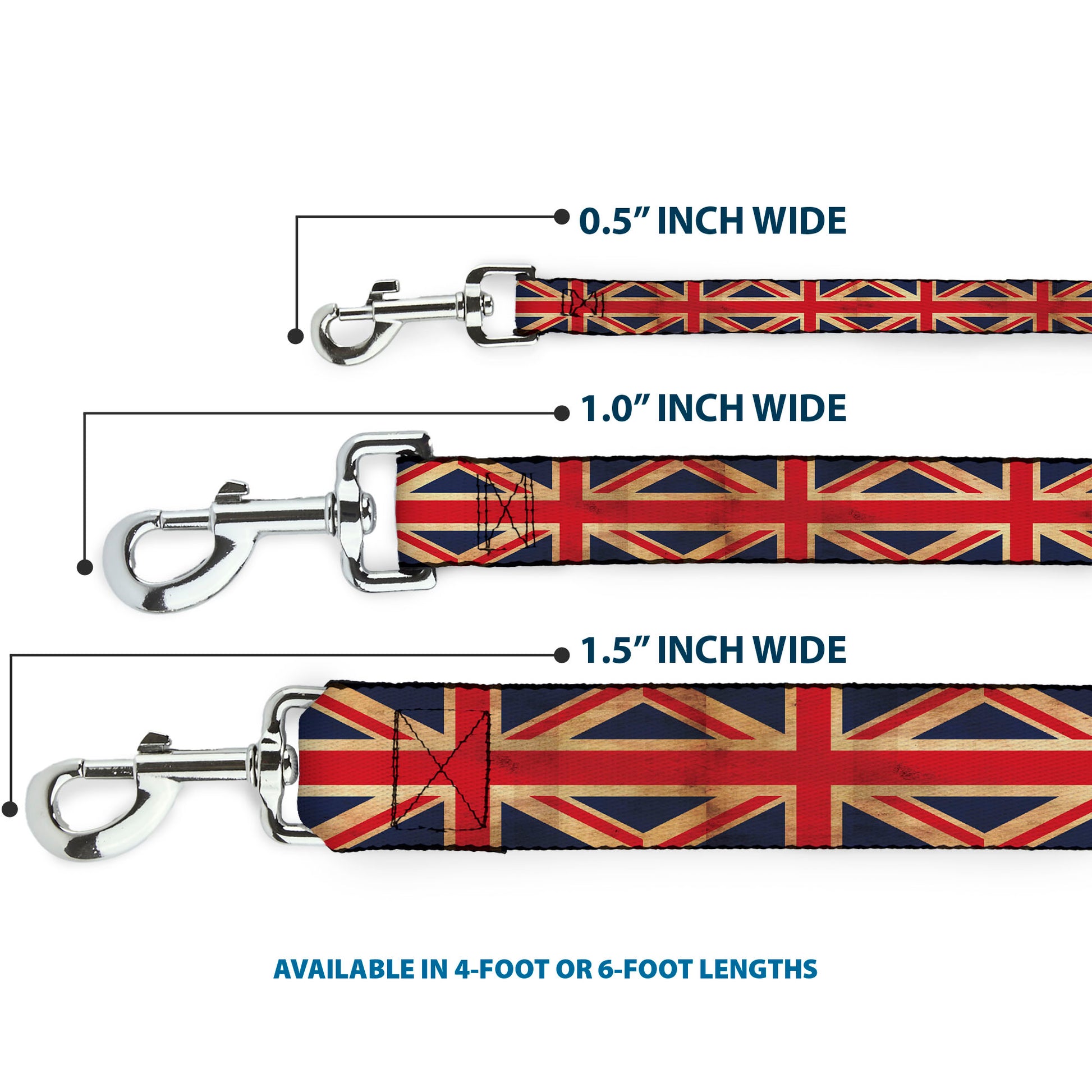 Dog Leash - United Kingdom Flag Continuous Vintage Dog Leashes Buckle-Down