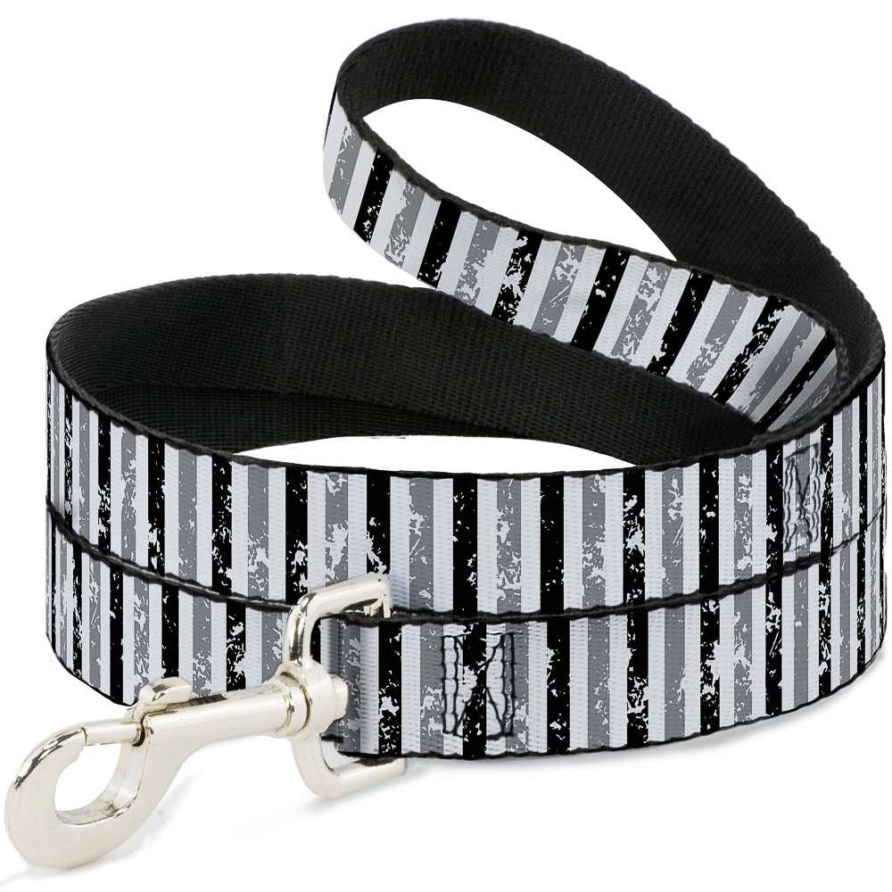 Dog Leash - Vertical Stripes White/Black/Gray Dog Leashes Buckle-Down