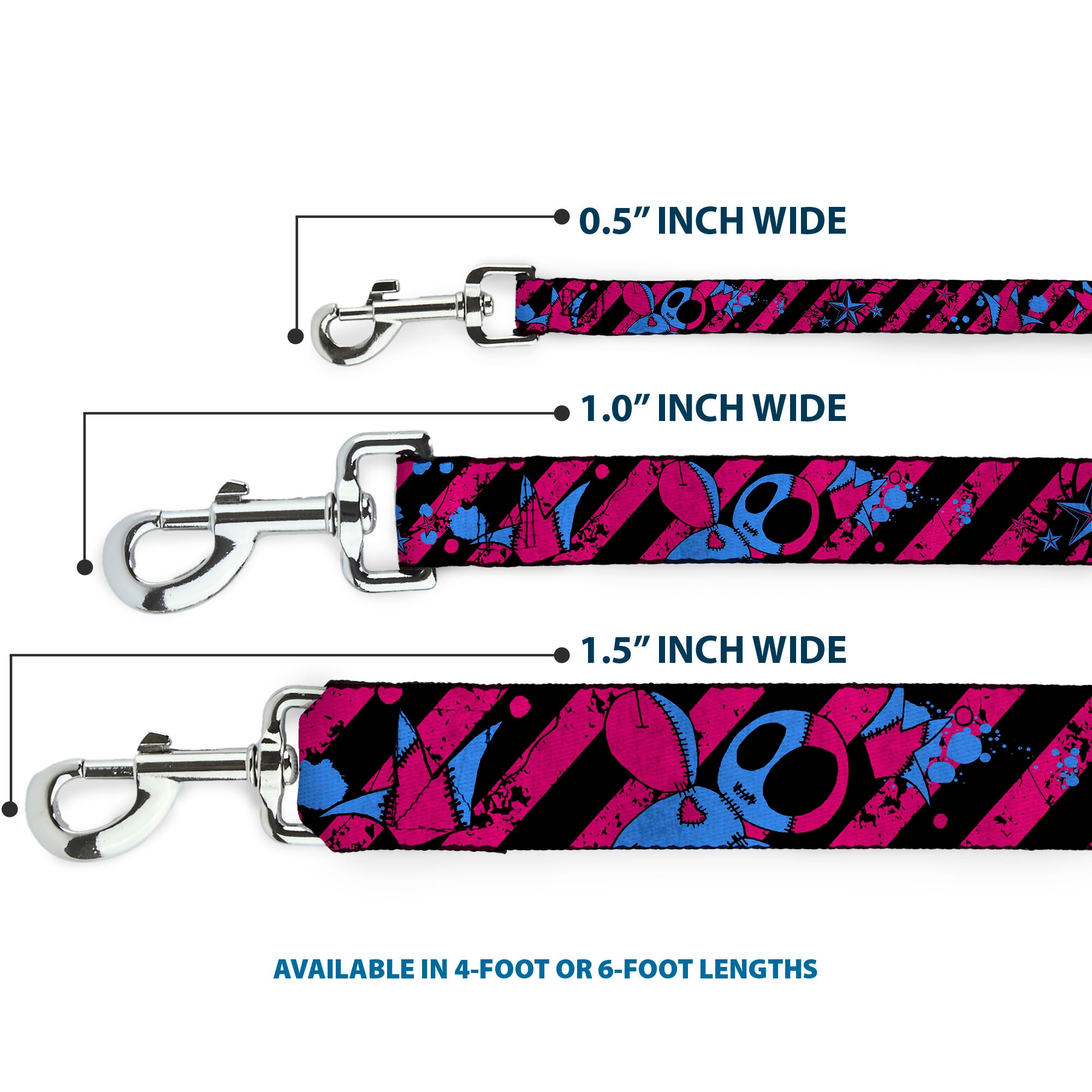 Dog Leash - Voodoo Black/Pink/Blue Dog Leashes Buckle-Down