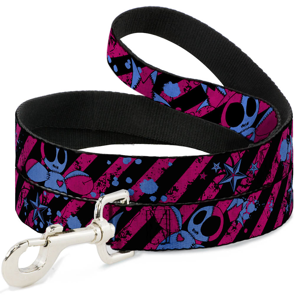Dog Leash - Voodoo Black/Pink/Blue Dog Leashes Buckle-Down