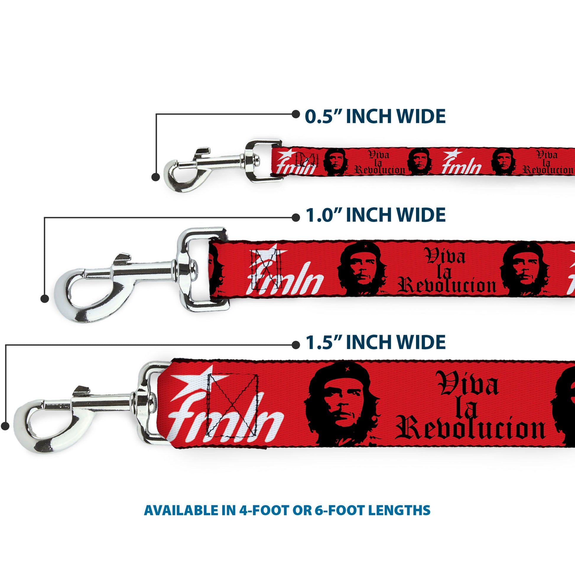 Dog Leash - VIVA LA REVOLUCION Che w/fmln Red Dog Leashes Buckle-Down