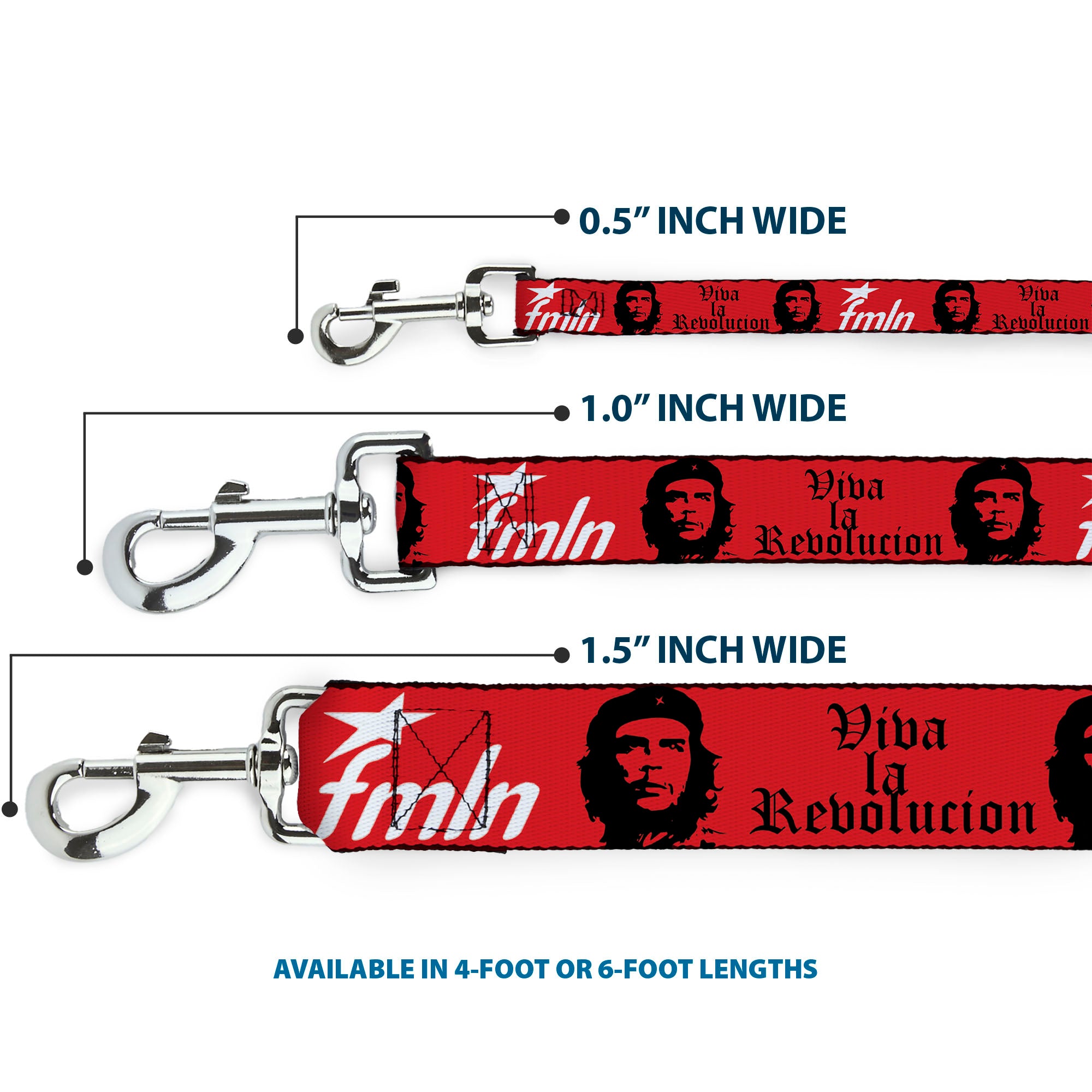 Dog Leash - VIVA LA REVOLUCION Che w/fmln Red Dog Leashes Buckle-Down