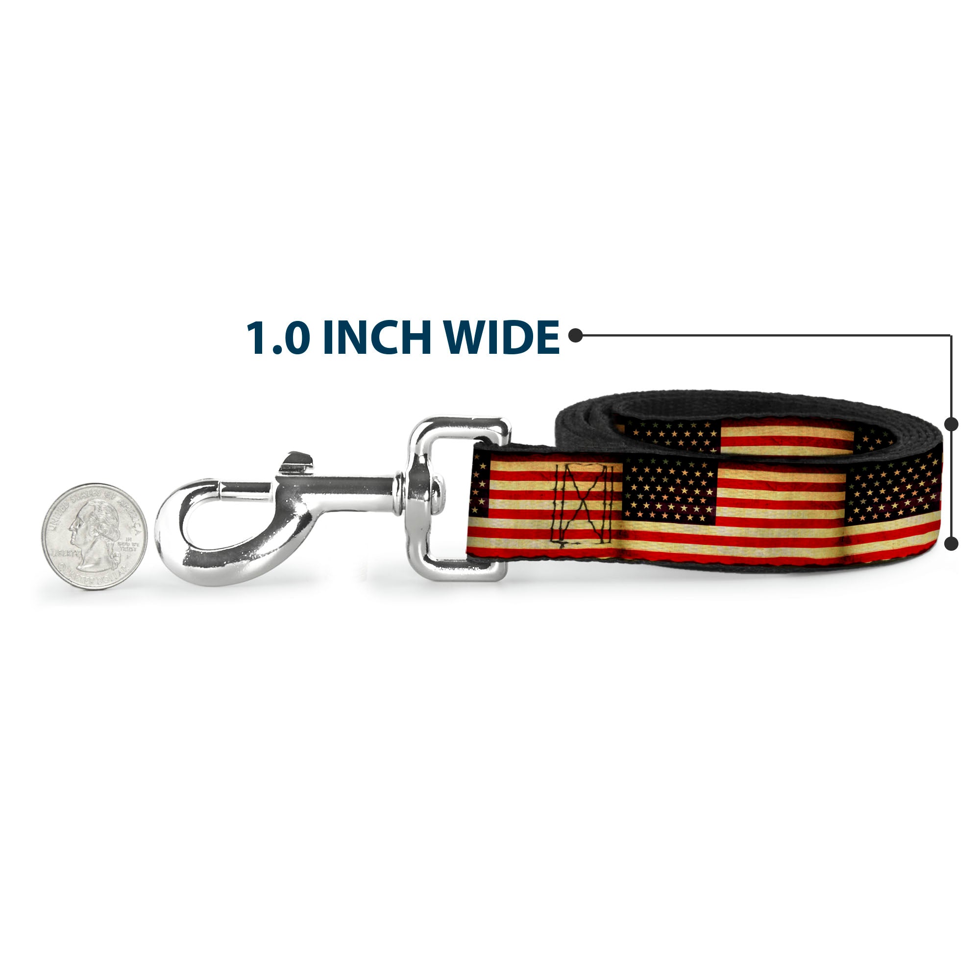 Dog Leash - Vintage US Flag Repeat Dog Leashes Buckle-Down