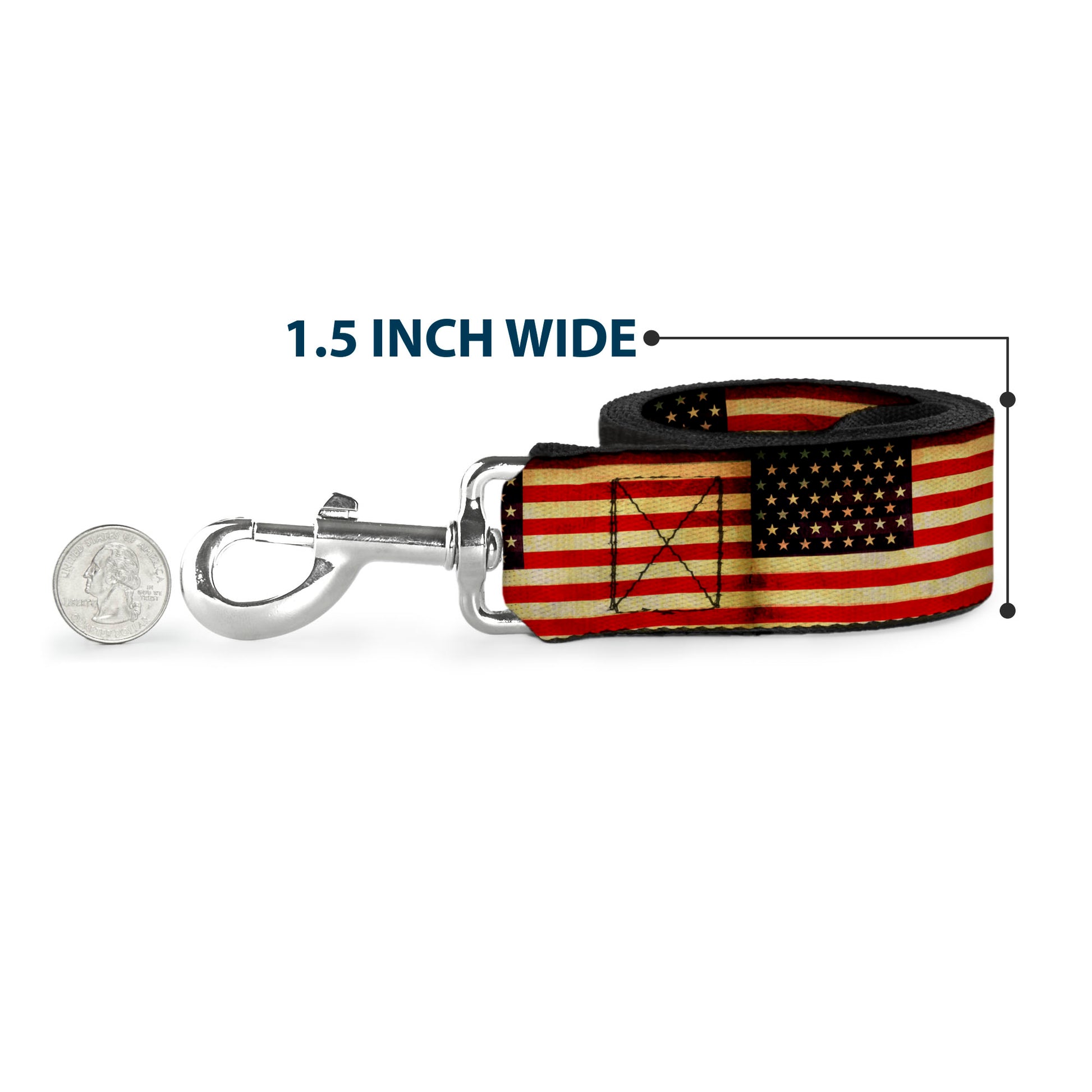 Dog Leash - Vintage US Flag Repeat Dog Leashes Buckle-Down