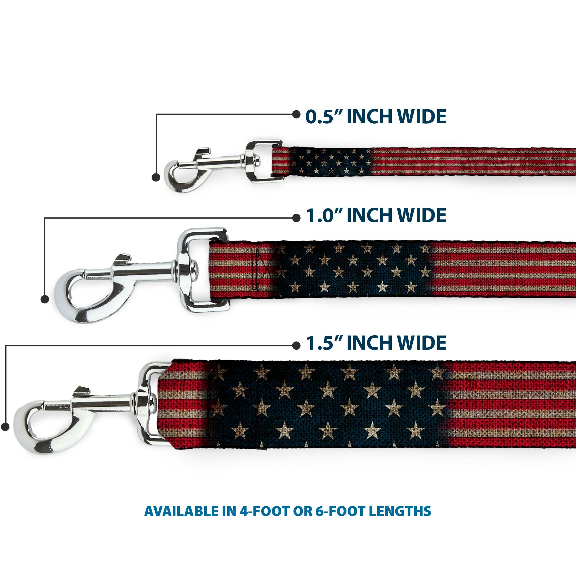 Dog Leash - Vintage US Flag Stretch Dog Leashes Buckle-Down